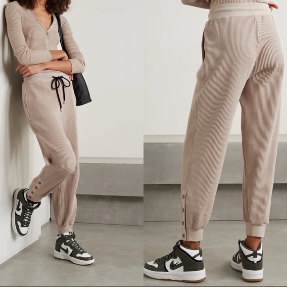 New! Revolve The Range ribbed waffle knit jogger pants with button ankles Size M - Picture 2 of 7